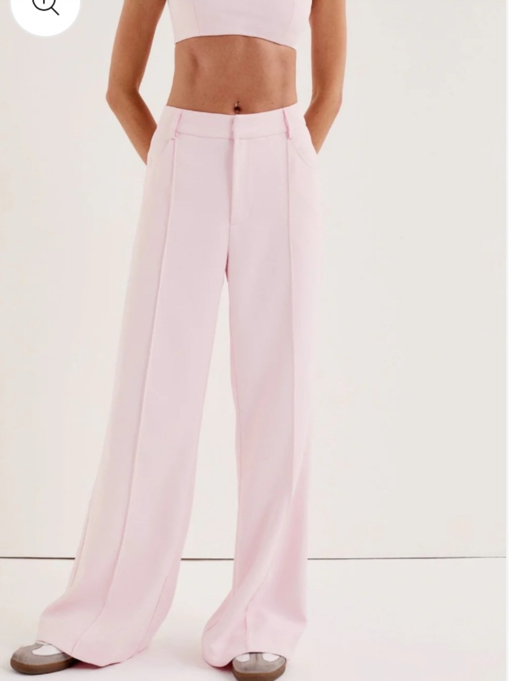 For Love & Lemons Shannon pant:  Pale Pink Straight-Leg Trousers